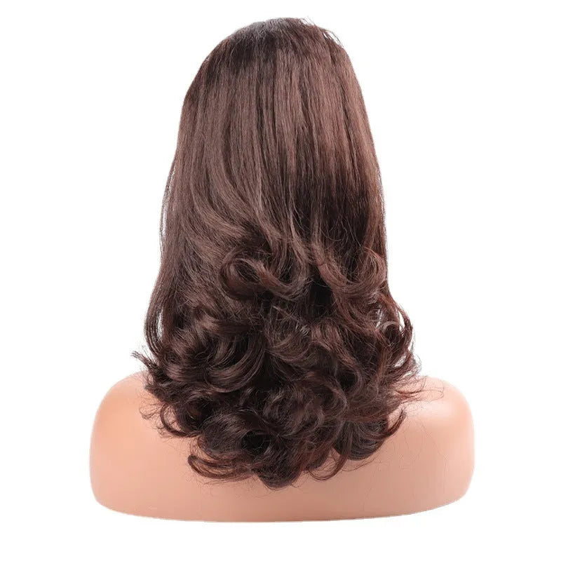 Retro long curly ponytail wig in 16 inch length made from Japanese silk fibre