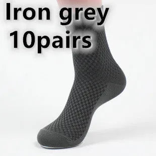 Men's bamboo fibre business socks with small square pattern in five colour options