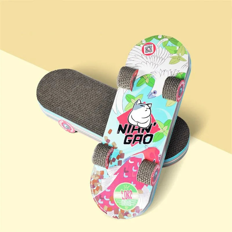Rice Cake Skateboard Cat Scratching Board in picture colour made from corrugated paper for small cats