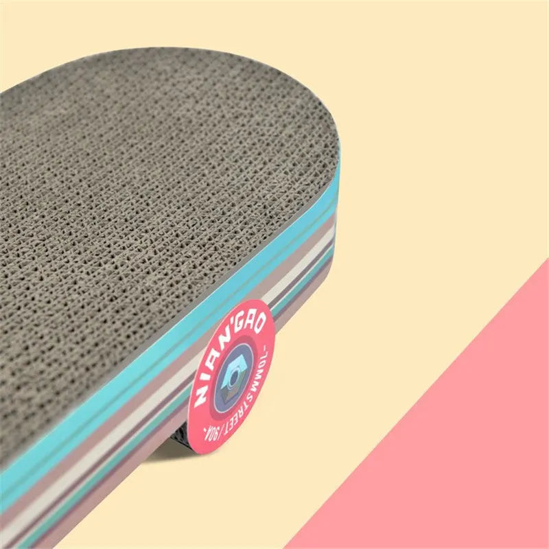 Rice Cake Skateboard Cat Scratching Board in picture colour made from corrugated paper for small cats