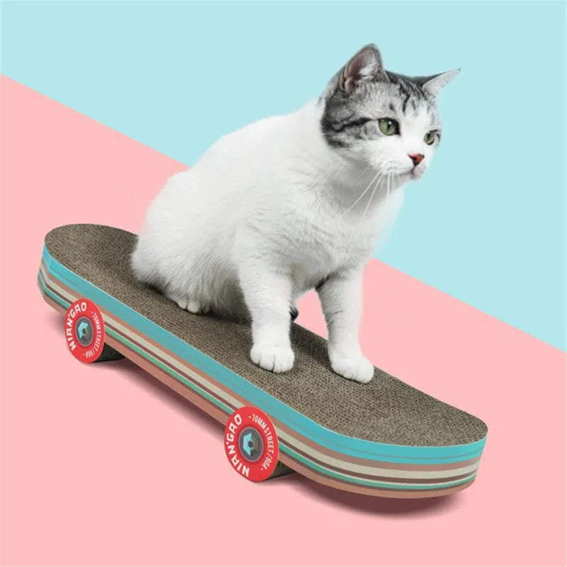 Rice Cake Skateboard Cat Scratching Board in picture colour made from corrugated paper for small cats