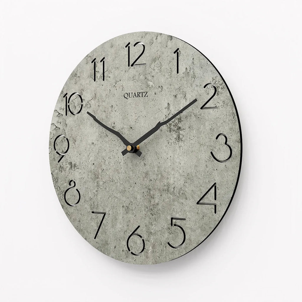 Modern grey European-style wall clock for living room or household wall mounting.