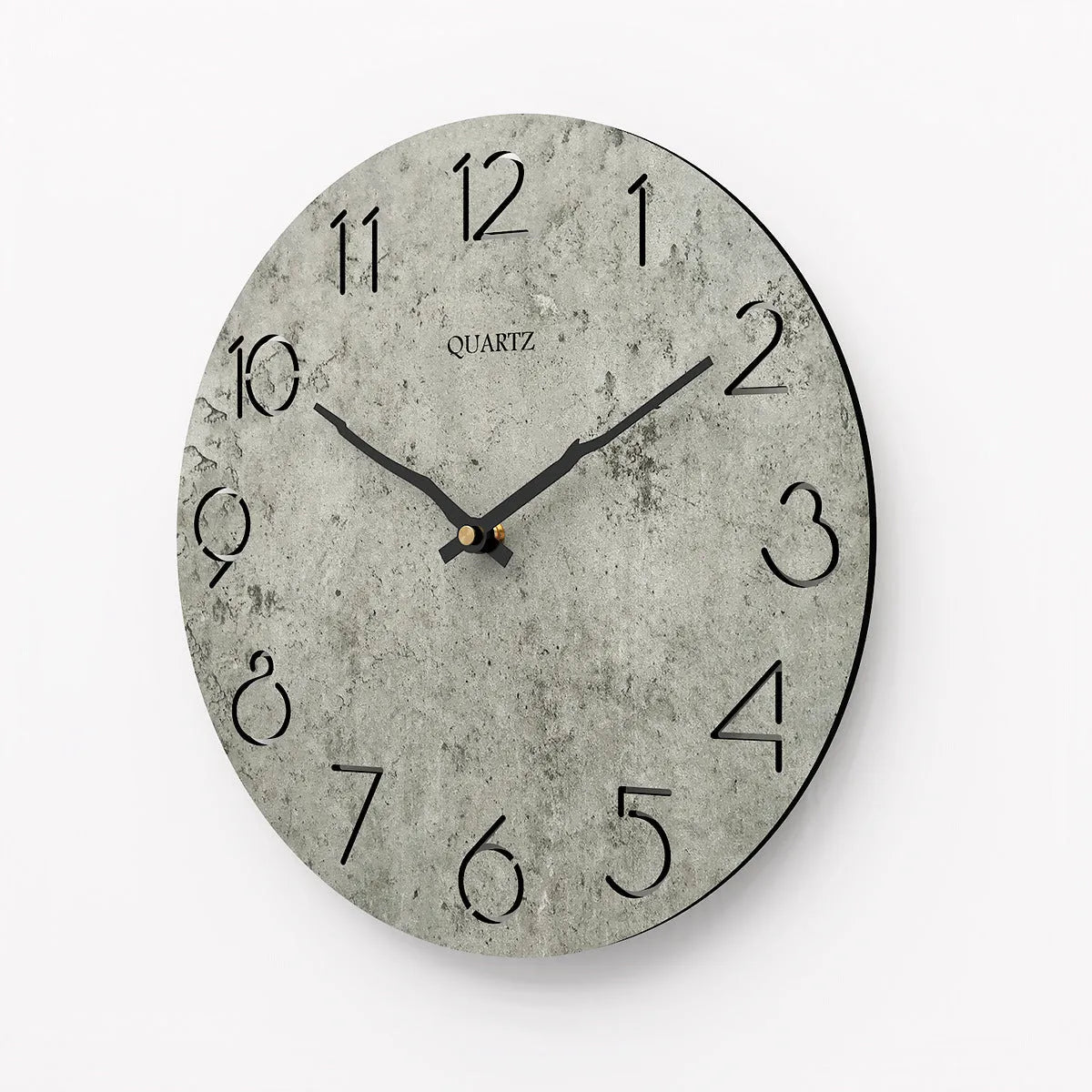 Modern grey European-style wall clock for living room or household wall mounting.