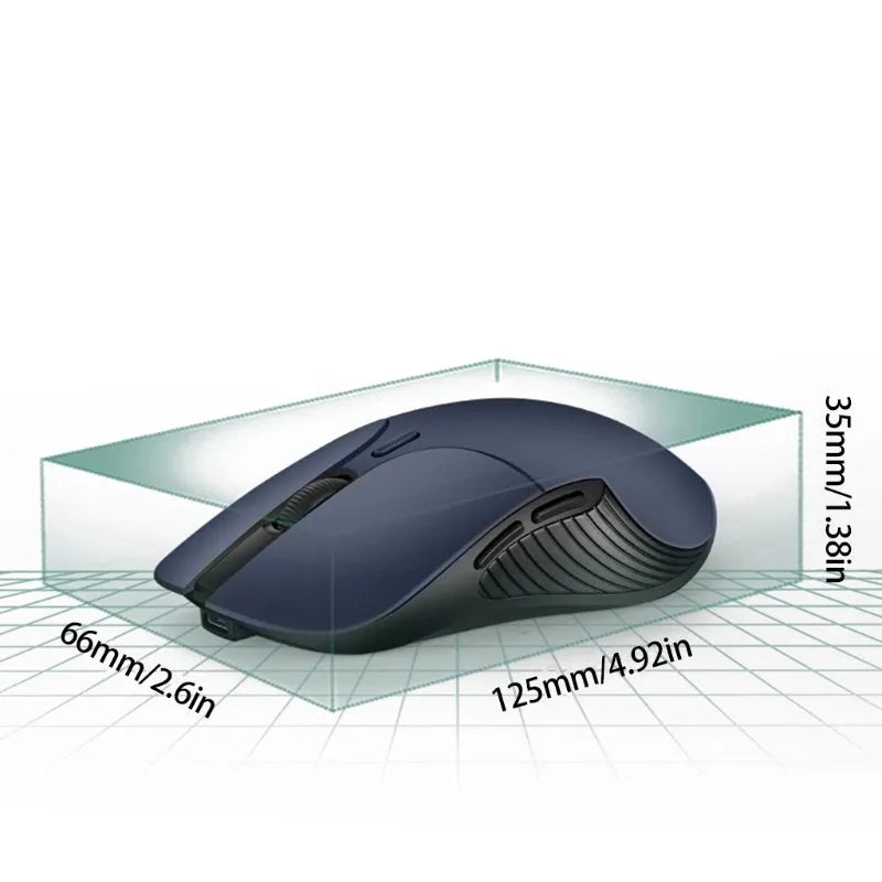 Blue Smart Voice Mouse 2.4G wireless computer mouse with translation button on desk.