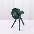 Compact USB desktop fan with a bending head on a flexible octopus tripod, in white colour.