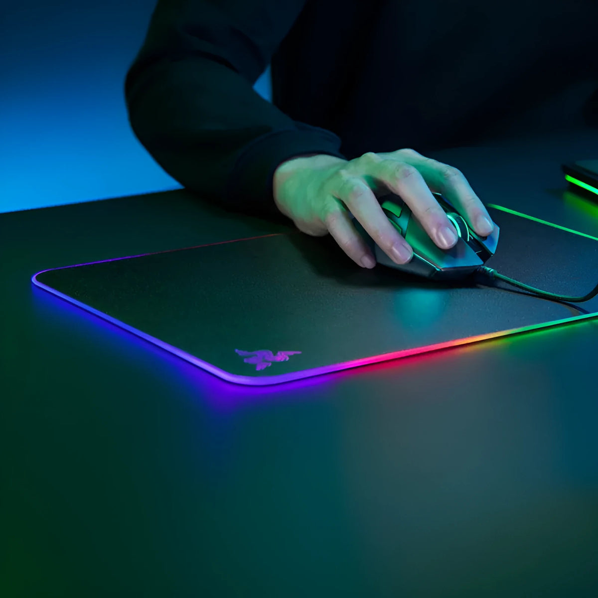 Razer Firefly Hard V2 RGB mouse pad with micro-textured surface and 19 lighting zones