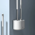 White bathroom silicone toilet brush set with soft TPR head, anti-drip base, and second brush for floors and glass