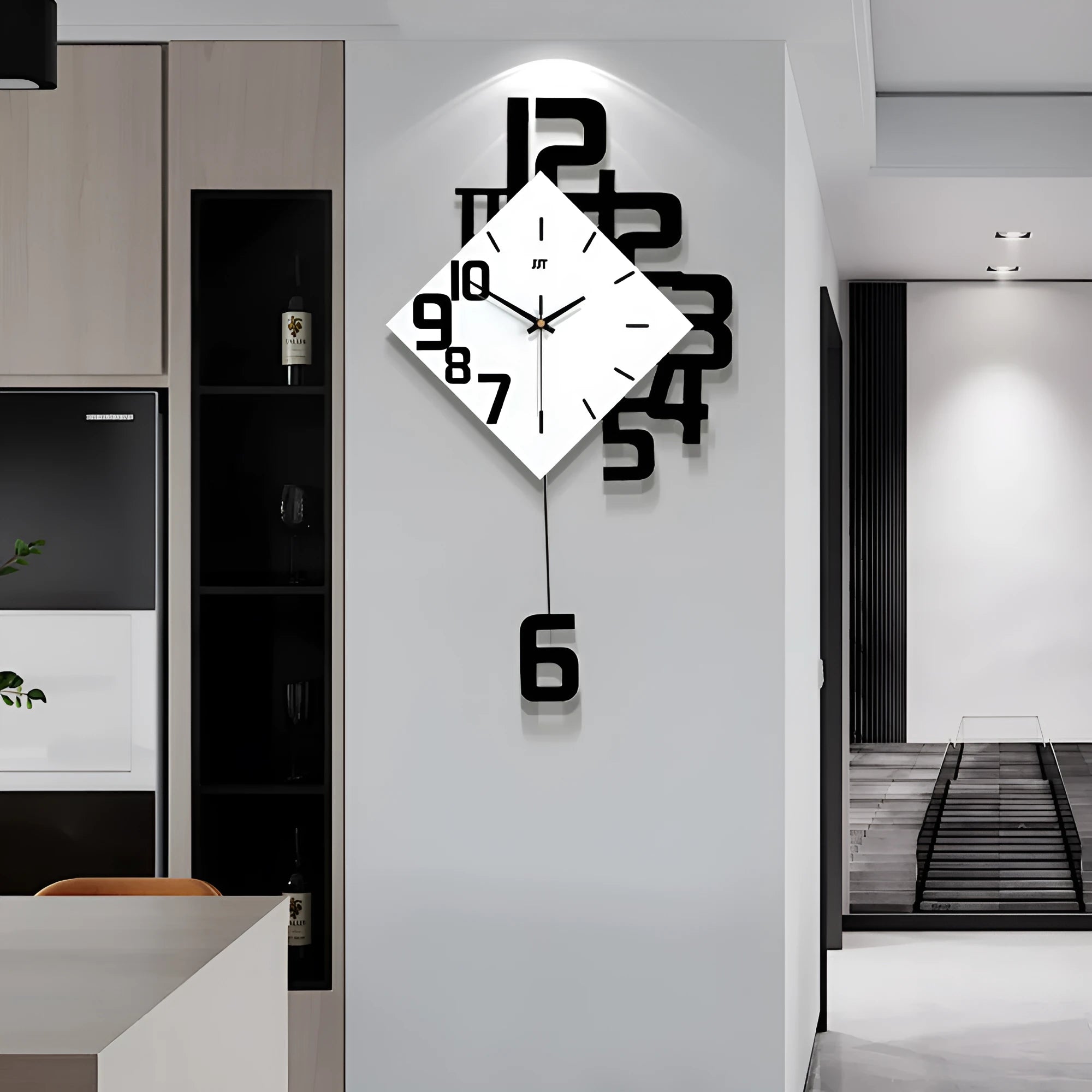 15-inch round digital wall clock with custom text display in black, red, or blue colour options