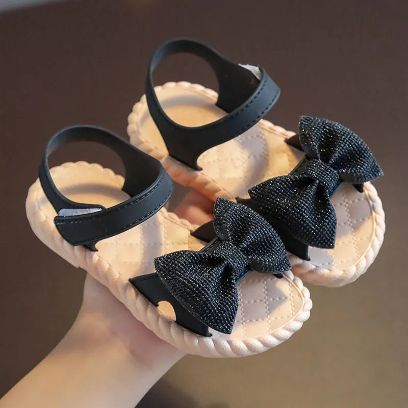 Girls' open-toe sandals with Velcro strap in pink, black or khaki, sizes 24-38, 15-22cm internal length