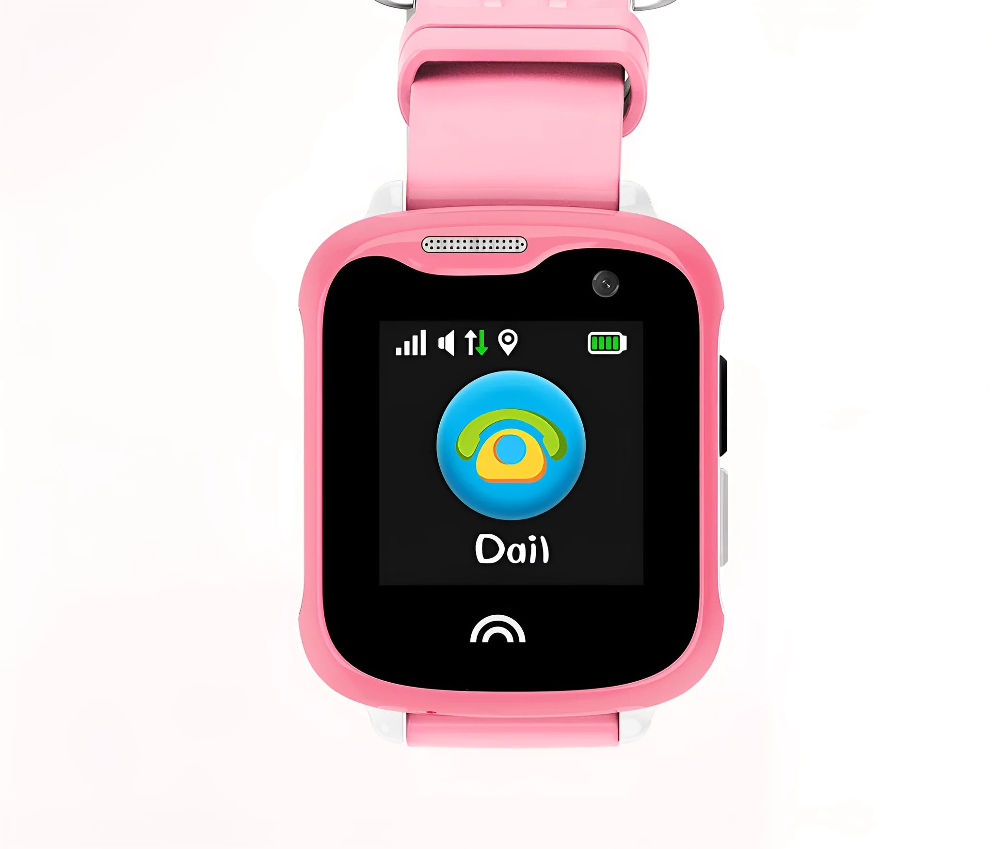 Children's waterproof smartwatch with touch screen display on silicone band