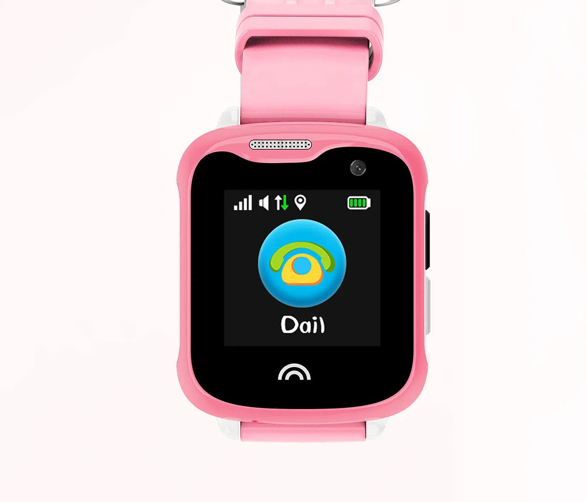 Children's waterproof smartwatch with touch screen display on silicone band