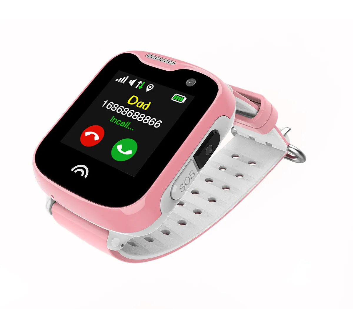 Children's waterproof smartwatch with touch screen display on silicone band