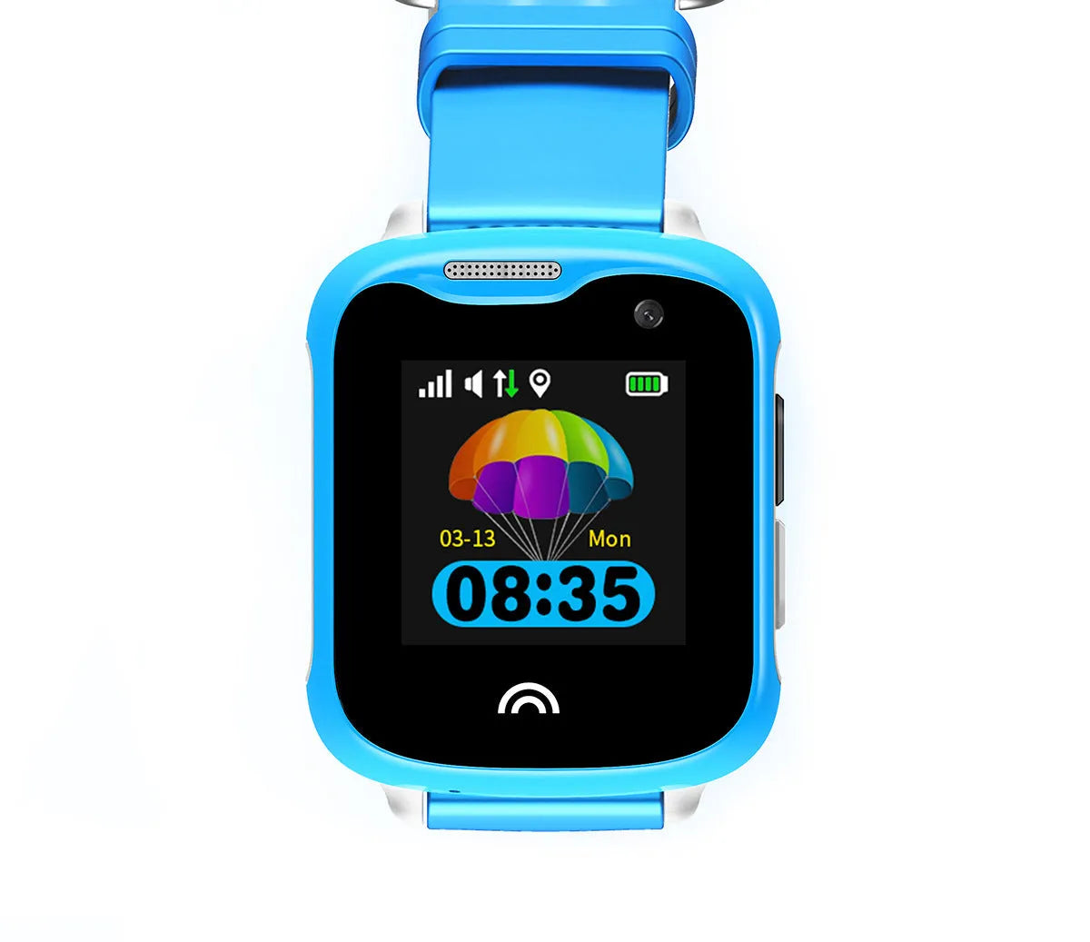 Children's waterproof smartwatch with touch screen display on silicone band