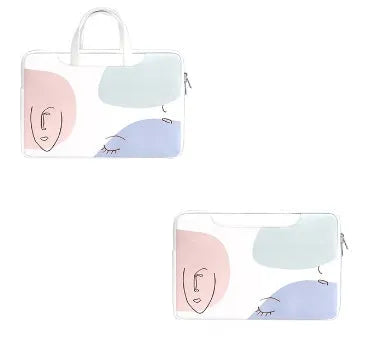 Blue waterproof PU leather laptop bag for a 15.6-inch notebook with a soft handle and zipper closure.