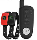 Dog training device with LED digital display, remote control, and silicone sleeve in black
