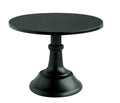 Three-tier metal dessert stand with 25cm trays in gold finish displaying cupcakes and pastries.