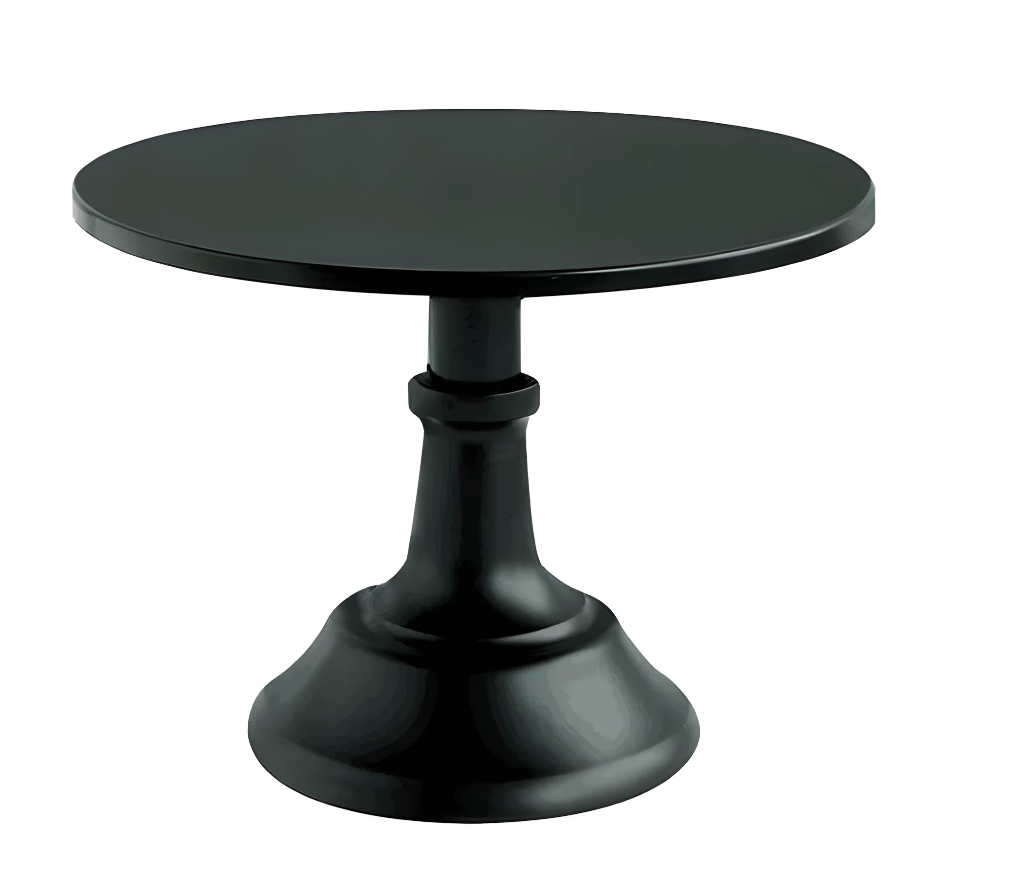 Three-tier metal dessert stand with 25cm trays in gold finish displaying cupcakes and pastries.