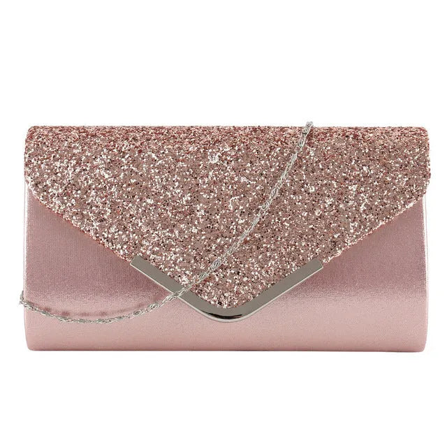 Satin envelope clutch bag for women weddings evening events silver gold pink 24x14x5 cm