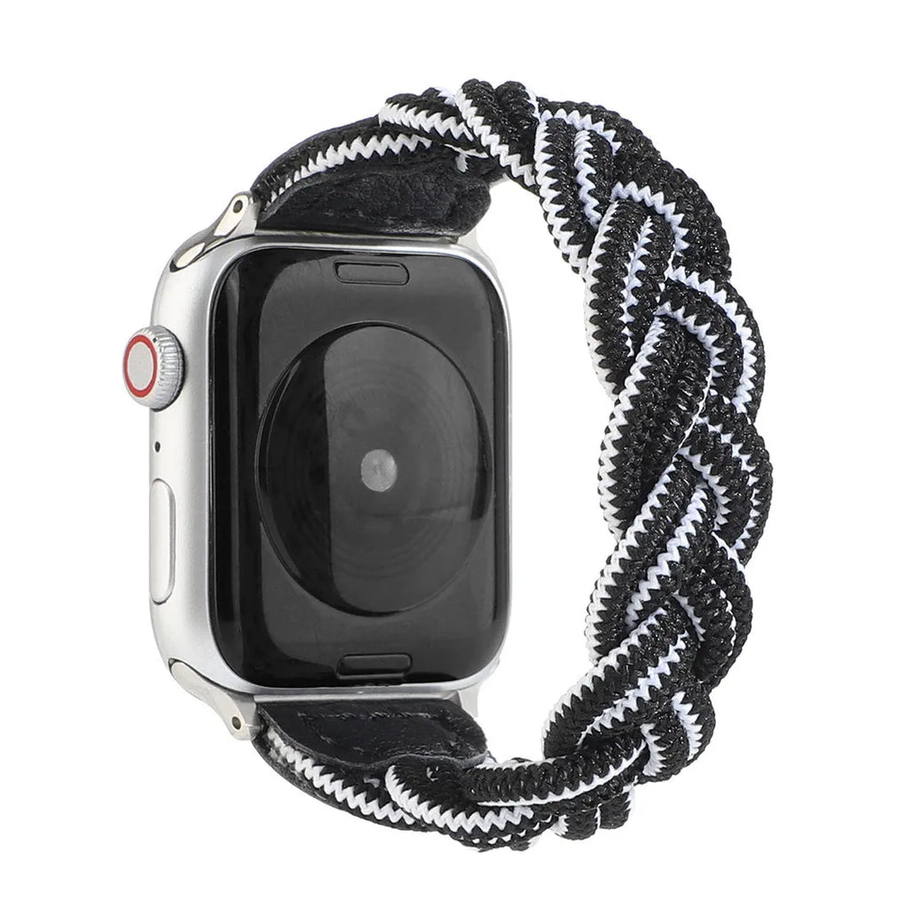 Braided textile Apple Watch strap in multiple colours showing single-loop design