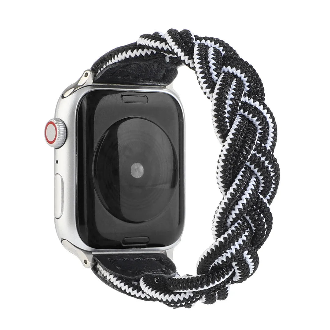 Braided textile Apple Watch strap in multiple colours showing single-loop design