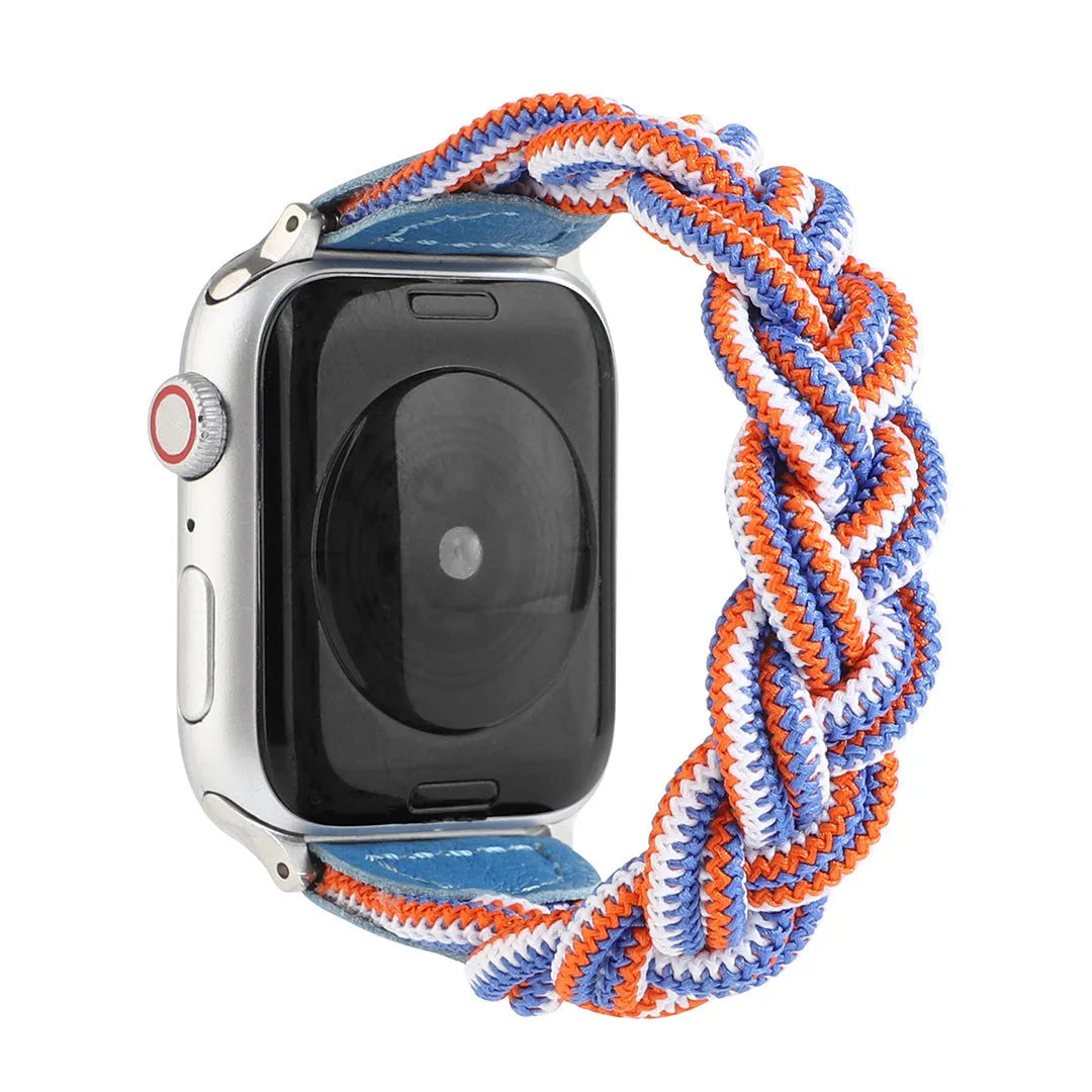 Braided textile Apple Watch strap in multiple colours showing single-loop design