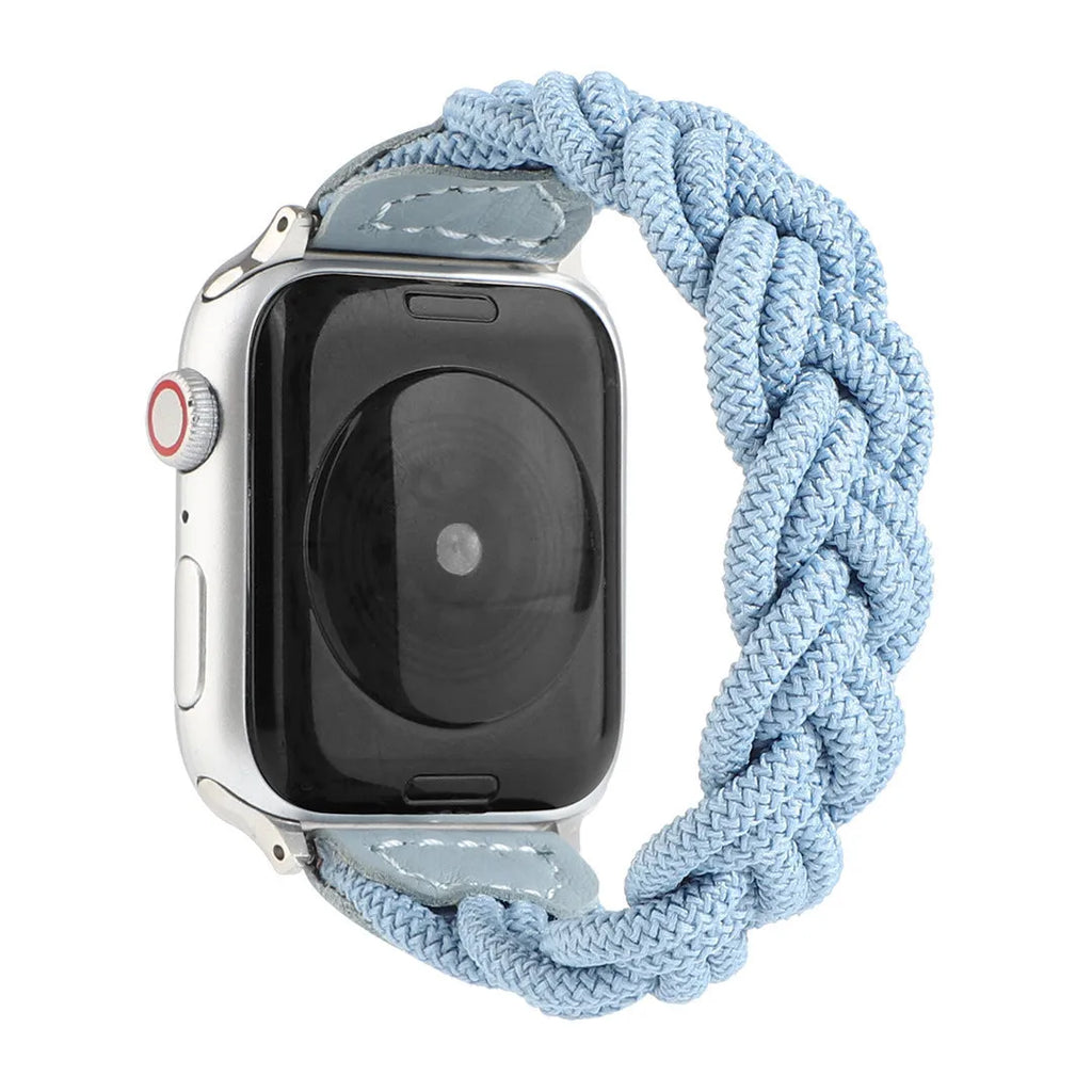 Braided textile Apple Watch strap in multiple colours showing single-loop design