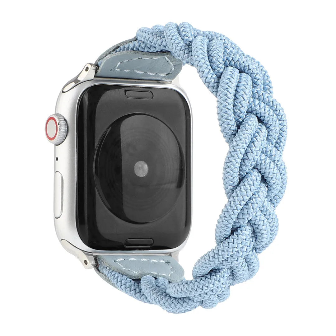 Braided textile Apple Watch strap in multiple colours showing single-loop design