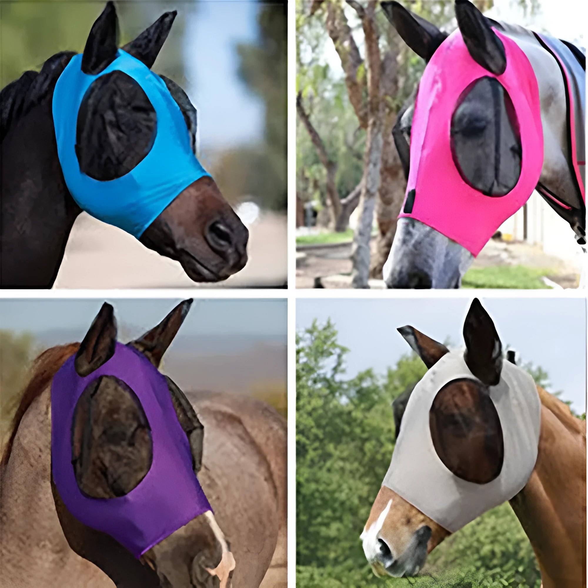 Black horse face mosquito cover latex net head hood for equestrian insect protection 21x31cm