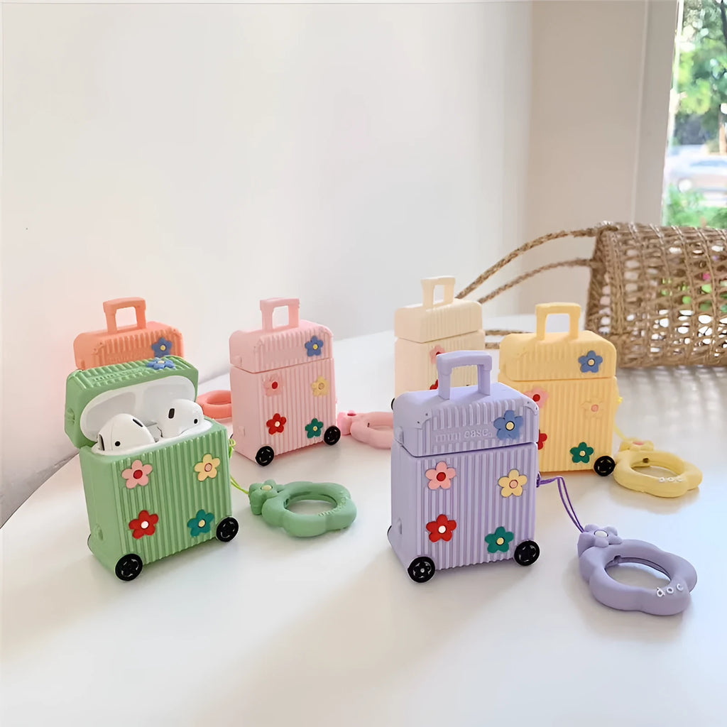 Silicone flip cover for Apple AirPods in pink purple white green orange yellow colours