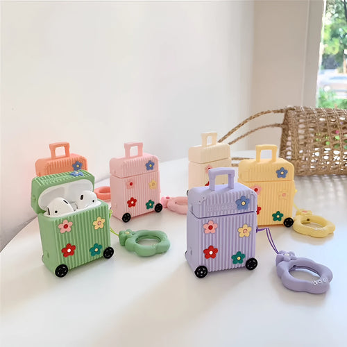 Silicone flip cover for Apple AirPods in pink purple white green orange yellow colours