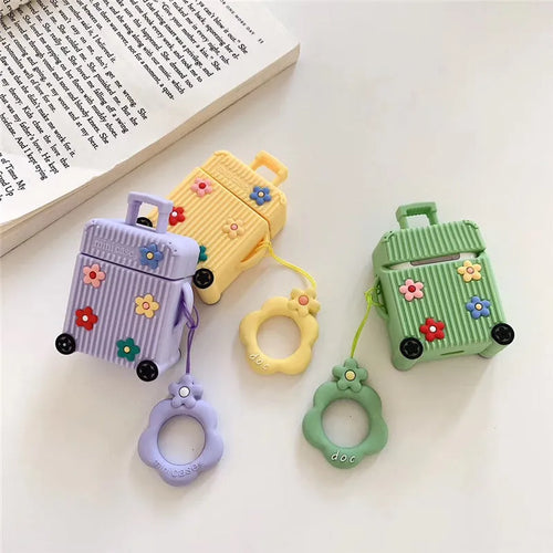 Silicone flip cover for Apple AirPods in pink purple white green orange yellow colours