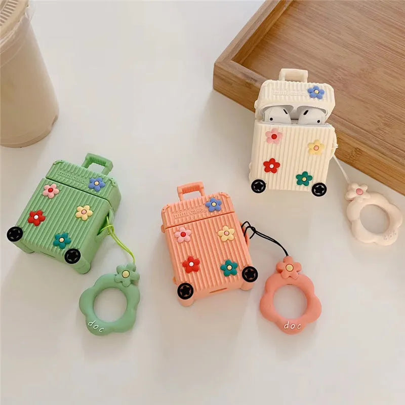 Silicone flip cover for Apple AirPods in pink purple white green orange yellow colours