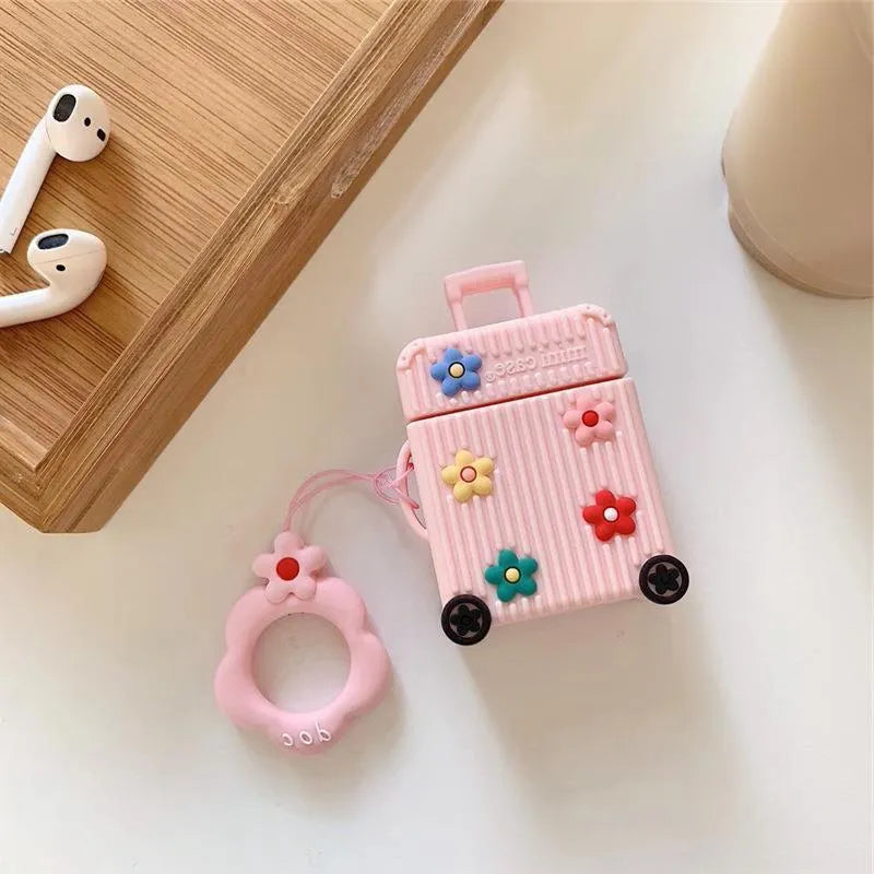 Silicone flip cover for Apple AirPods in pink purple white green orange yellow colours
