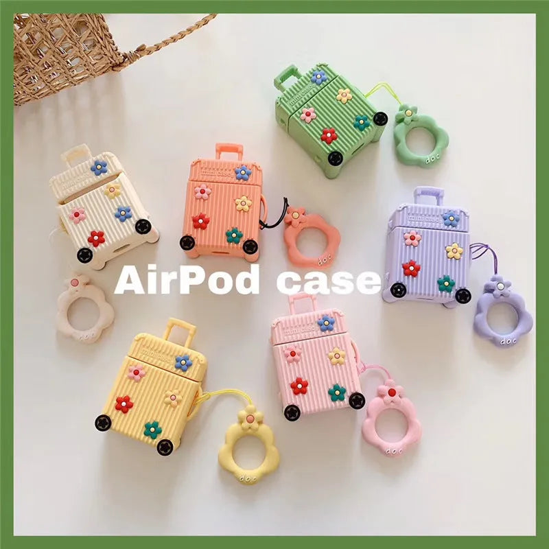 Silicone flip cover for Apple AirPods in pink purple white green orange yellow colours