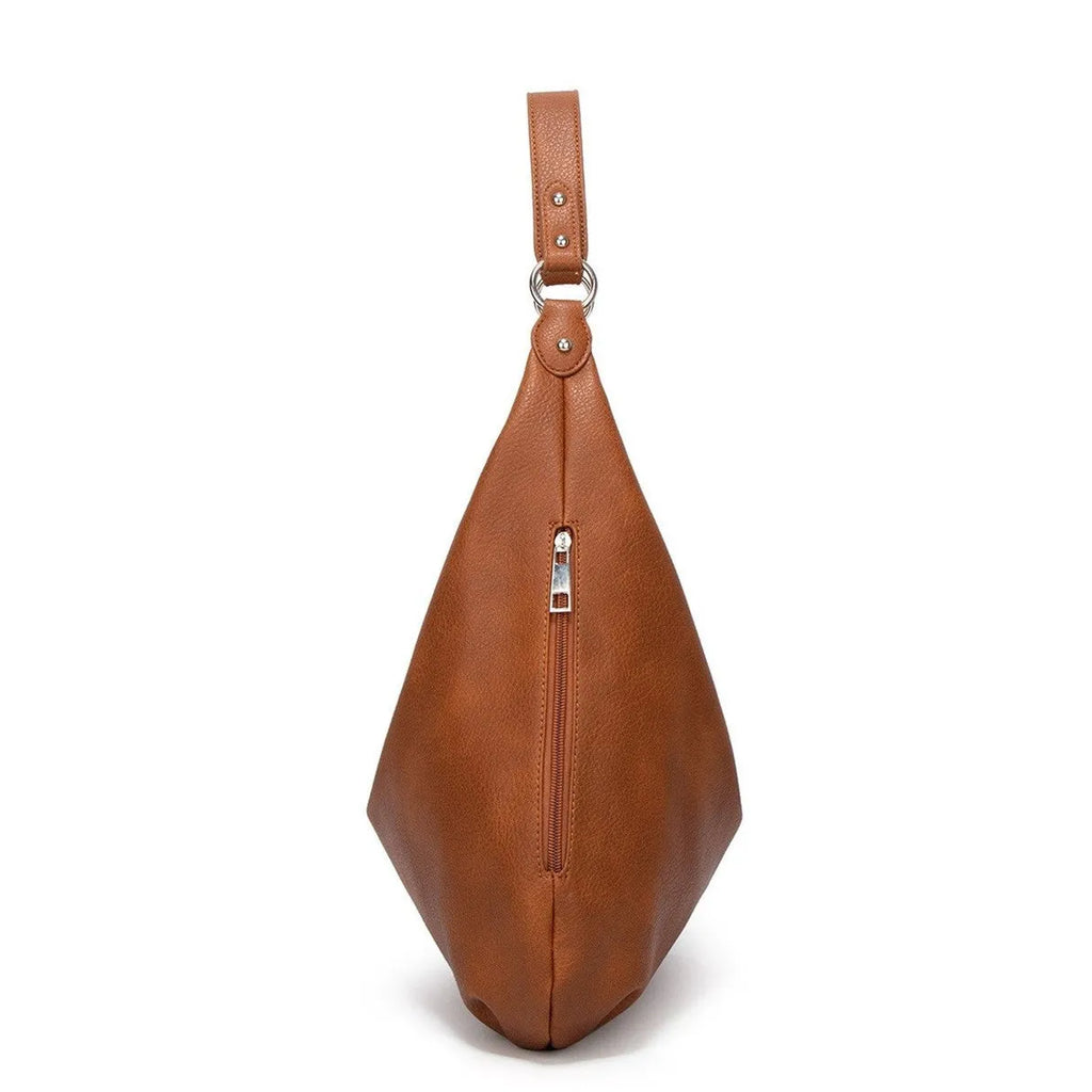 Women's large casual shoulder tote bag in plain style with car suture detail, available in multiple colours