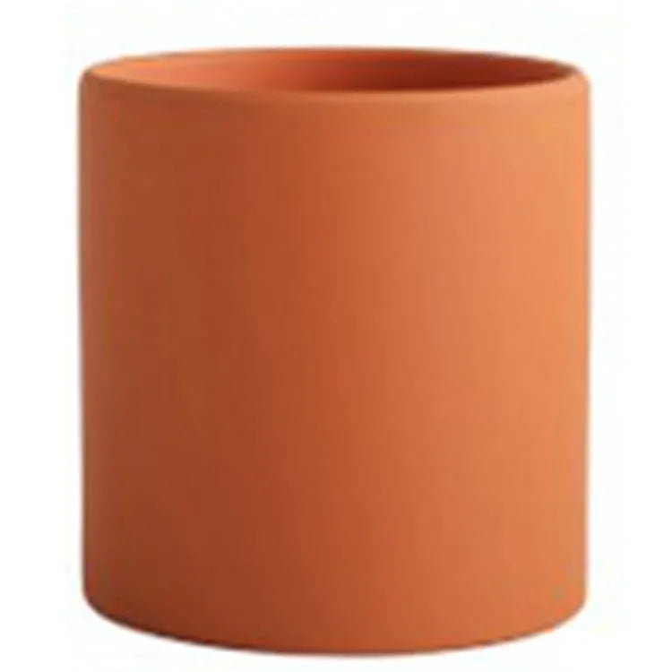 Cylindrical ceramic succulent planter with drainage hole in Nordic style, shown in a selected colour.