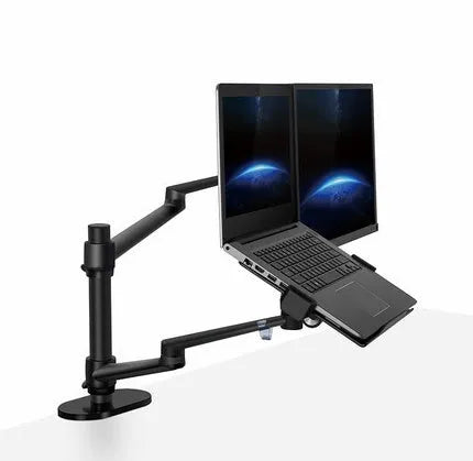 Aluminium multifunction laptop stand with column bar, adjustable desktop holder in black or silver