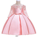 Girls lace trim dress in polyester fibre available in deep red, pink, red, white, and green colours