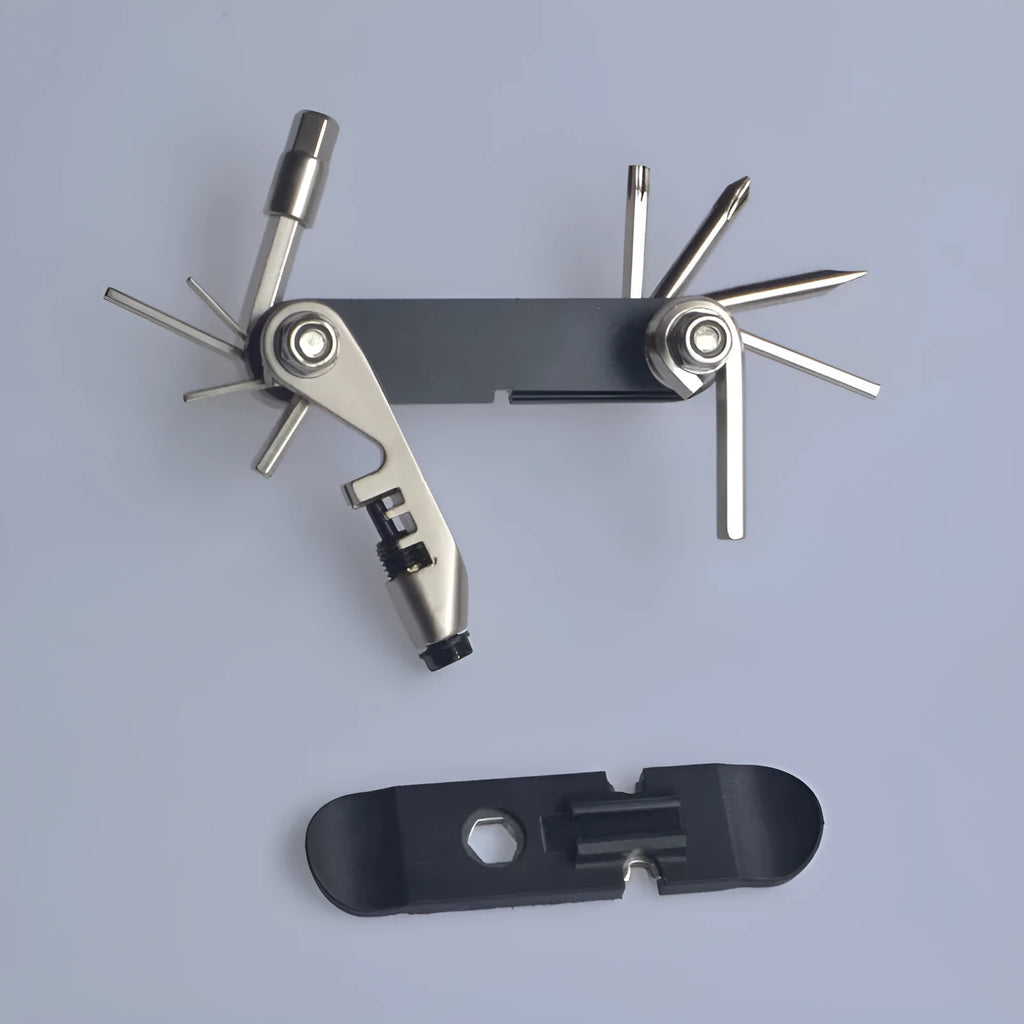 Compact black chrome vanadium steel bicycle combination repair tool