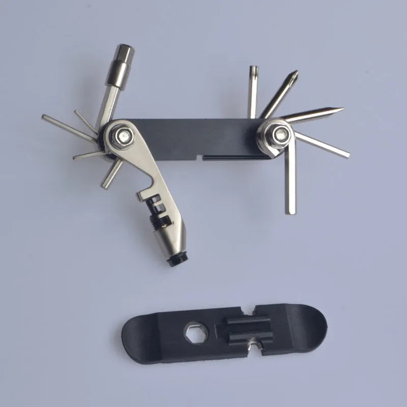 Compact black chrome vanadium steel bicycle combination repair tool