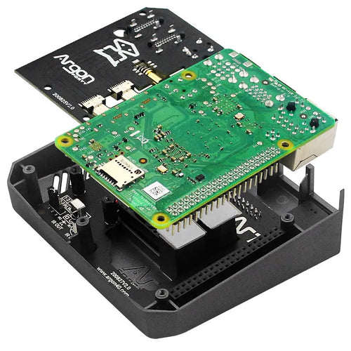 Silver aluminium hard drive enclosure with cooling fan for M.2 SSD expansion board