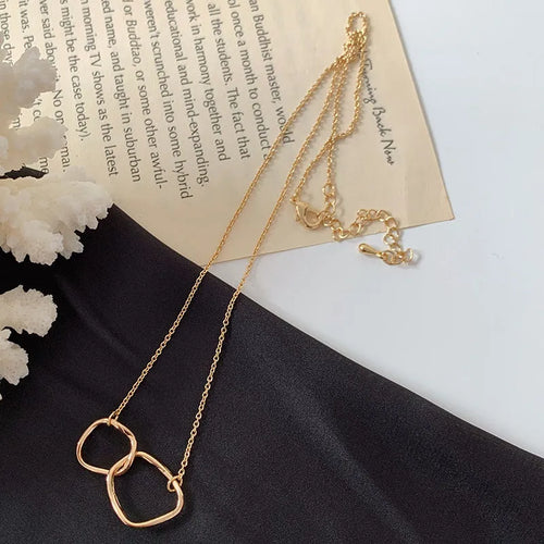 Abstract face metal choker necklace gold colour alloy snake bone chain geometric pendant party jewellery
