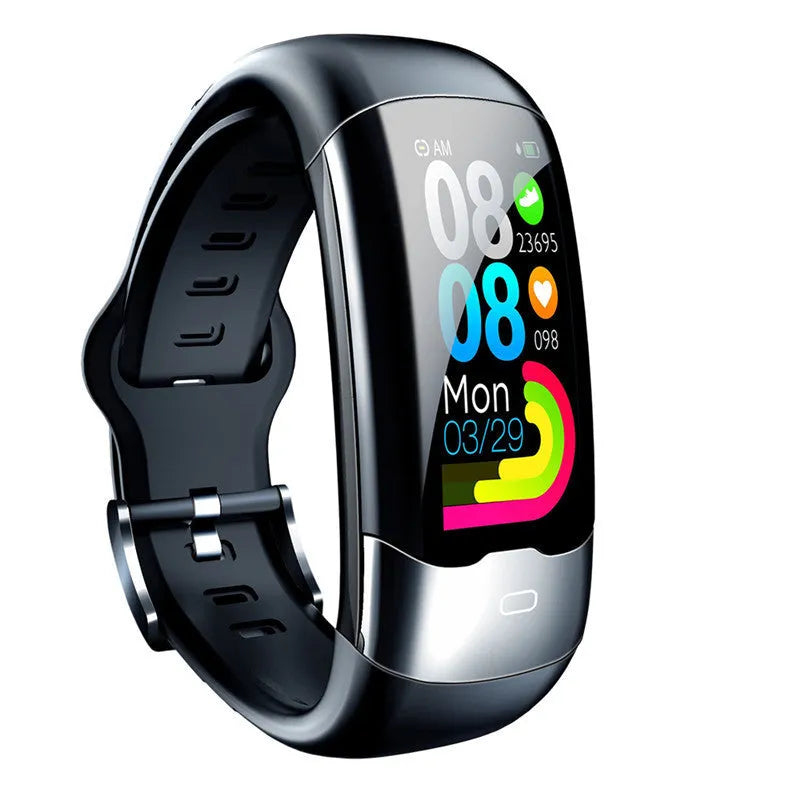 Smart fitness bracelet with heart rate and blood pressure monitoring on wrist