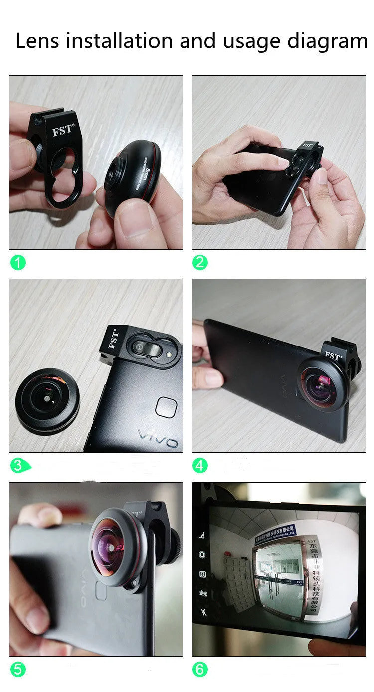 Factory direct mobile phone external lens kit with portrait, fisheye, wide-angle, and macro lenses for smartphone photography