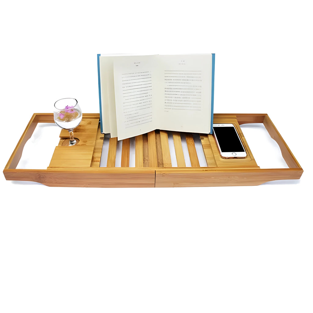 Bamboo bathtub storage frame for desktop placement with single-tier design