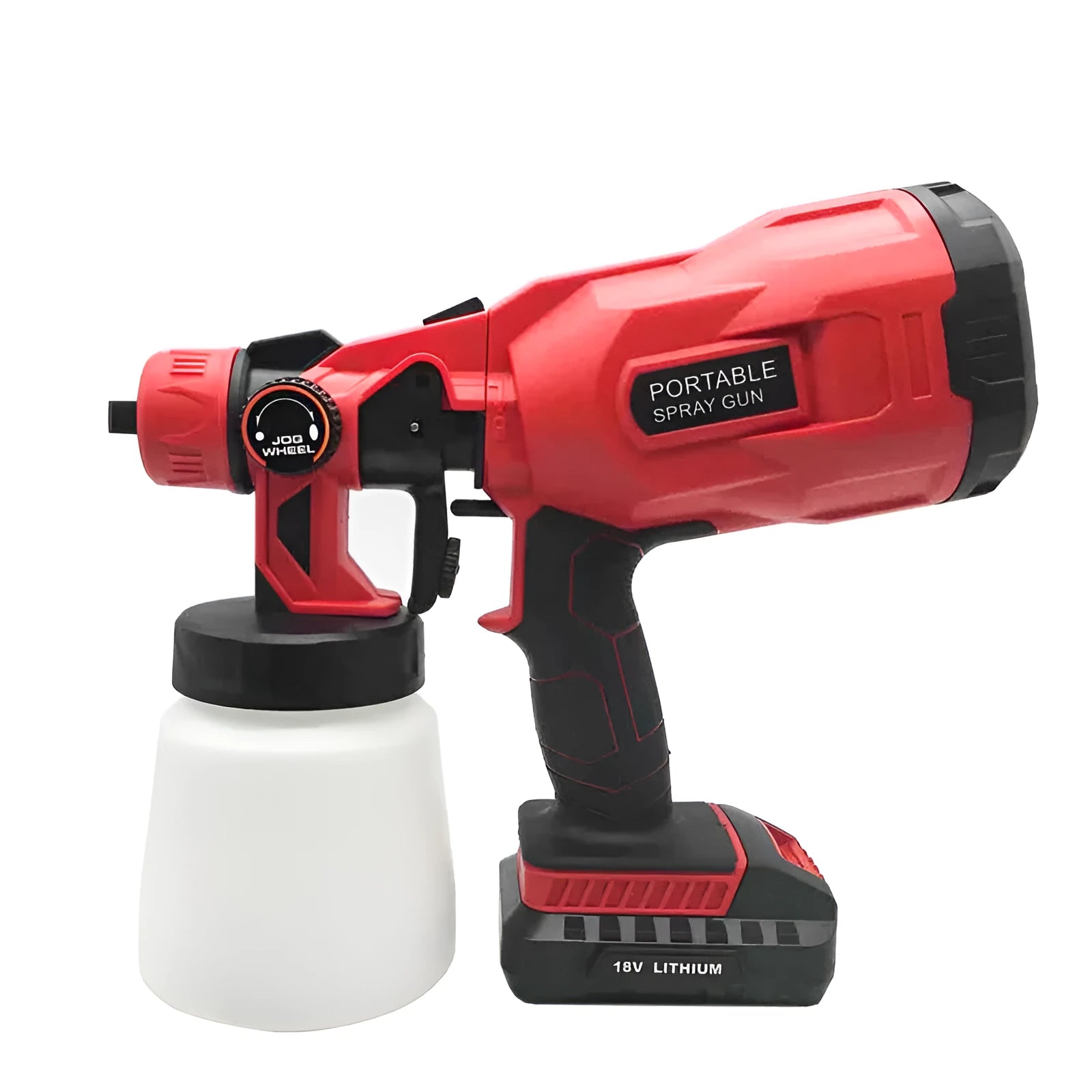 Blue cordless paint spraying machine with 800ml watering can and automatic spray gun nozzle