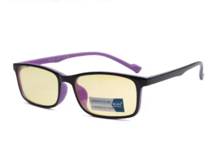 Unisex vintage round anti Blu-ray glasses with PC lens and plastic frame in blue black colour