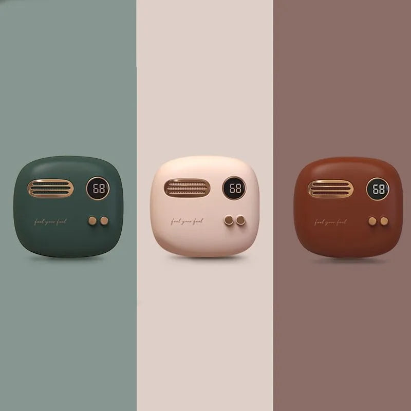 2-in-1 retro hand warmer and power bank with digital temperature display, 5000mAh, in purple
