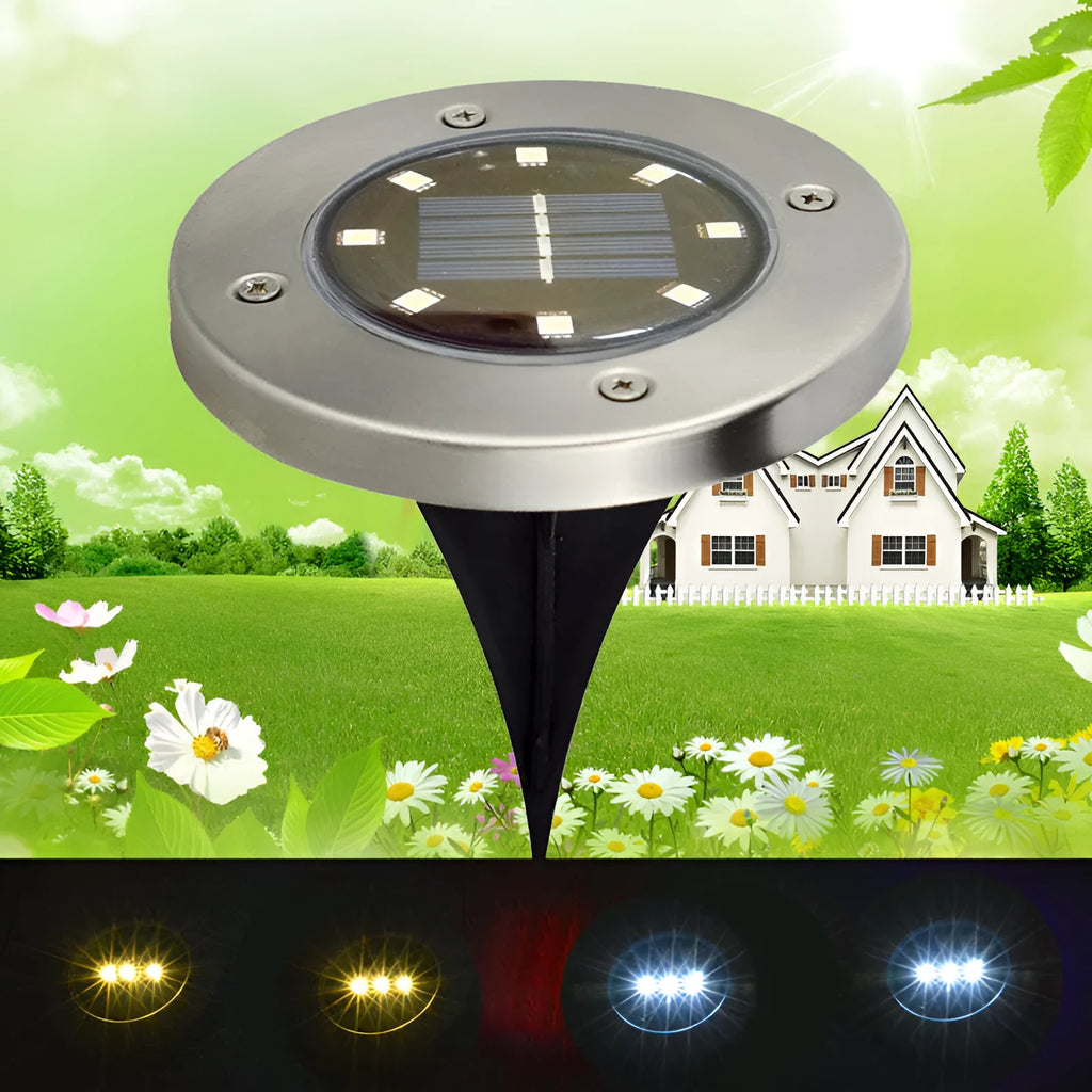 8LED solar underground light stainless steel lawn lamp 4-pack outdoor garden pathway lighting
