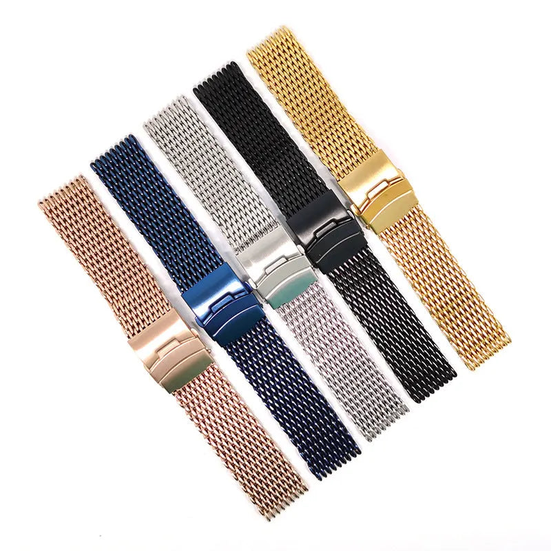 Thickened 40mm cool shark mesh watch strap in silver, 20mm width, with distinctive textured pattern